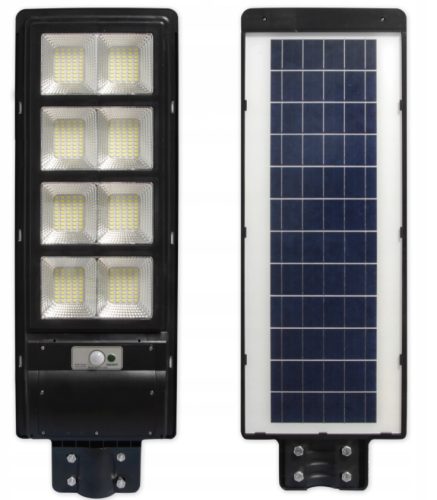 LED napelemes utcai lámpa fekete 360W 6000K hideg IP65 mozgás- és szürkületérzékelő + távirányító