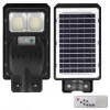 Napelemes LED kerti utcai lámpa 100W 6000K Hidegfényű mozgás- és alkonykapcsolóval, fekete, IP65 Masterled