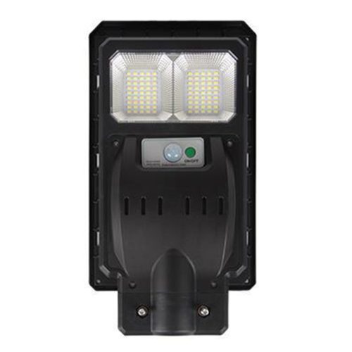 Napelemes LED kerti utcai lámpa 100W 6000K Hidegfényű mozgás- és alkonykapcsolóval, fekete, IP65 Masterled