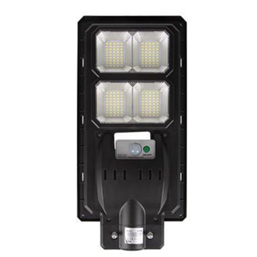 Napelemes LED kerti utcai lámpa 200W 6000K Hidegfényű mozgás- és alkonyérzékelővel, fekete IP65 Masterled