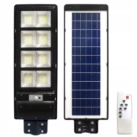   Napelemes LED kerti utcai lámpa, 400 W, 6000 K, hideg fényű, mozgás- és alkonyérzékelővel, fekete, IP65, Masterled
