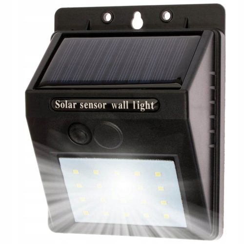 LED napelemes reflektor 3W 5500-6000K hideg IP65 fekete alkonyérzékelő