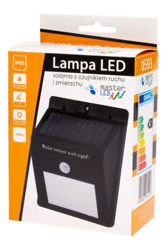 Solar LED reflektor 3W 5500-6000K hideg IP65 fekete Masterled mozgásérzékelő