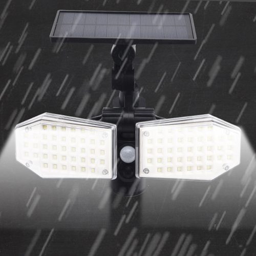 Napelemes reflektor lámpa 78x LED 15W 450lm Hideg mozgásérzékelő IP65