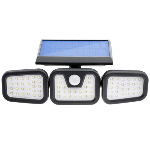 Napelemes reflektor lámpa 74x LED 15W 450lm Hideg mozgásérzékelő IP65