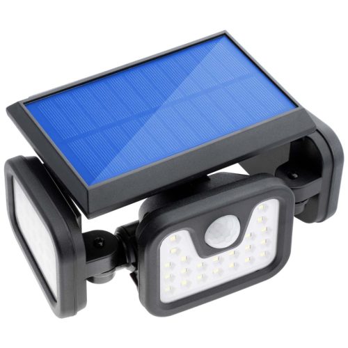 Napelemes reflektor lámpa 74x LED 15W 450lm Hideg mozgásérzékelő IP65