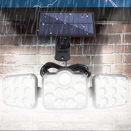 Napelemes reflektor lámpa 138x LED 10W 480lm Hideg IP65 mozgásérzékelő + Távirányító