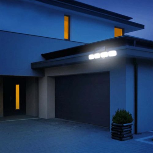 Napelemes reflektor lámpa 4x COB LED 20W 800lm Hideg IP65 mozgásérzékelő + Távirányító