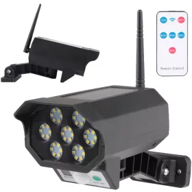   LED napelemes lámpa hamis kamera kültéri kerti mozgásérzékelő + távirányító