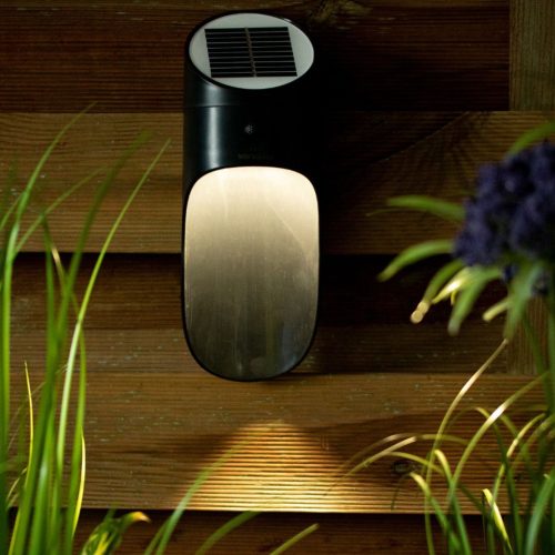 Napelemes kerti fali lámpa LED homlokzati lámpa 5000K mozgásérzékelő fekete