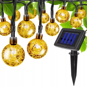   Napelemes LED girland fényfüzér 20LED 24lm 3000K Meleg fehér Kerek IP44 4,85m Masterled