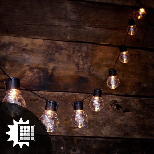 Solar GIrland  DEKORATÍV Fénylánc 3,35m 10xLED ÁTLÁTSZÓ golyók 3000K