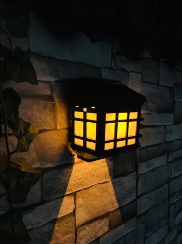 Solar LED Oldalfali lámpa fekete IP44