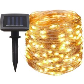   Solar Garden Garland DEKORATÍV Fénylánc 100 LED meleg színben