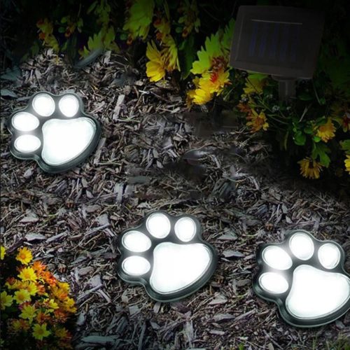 LED-es napelemes kerti lámpák földi kapaszkodó 6500K IP44 szürkületérzékelővel 470cm fekete-fehér