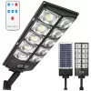 Napelemes LED kerti utcai lámpa, 300 W, 6000 K, hideg fényű, mozgás- és alkonyérzékelővel, fekete, IP65, Masterled