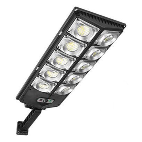 Napelemes LED kerti utcai lámpa, 300 W, 6000 K, hideg fényű, mozgás- és alkonyérzékelővel, fekete, IP65, Masterled