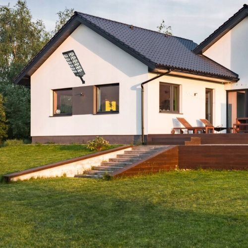 Napelemes LED kerti utcai lámpa, 300 W, 6000 K, hideg fényű, mozgás- és alkonyérzékelővel, fekete, IP65, Masterled