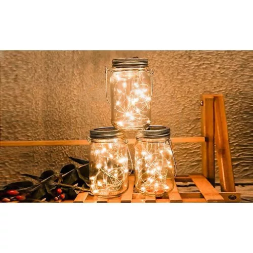 Masterled napelemes LED dekoratív üveglámpa, 0,6 W, 3000 K, meleg, 360°, alkonykapcsolóval, átlátszó, IP44