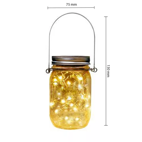 Masterled napelemes LED dekoratív üveglámpa, 0,6 W, 3000 K, meleg, 360°, alkonykapcsolóval, átlátszó, IP44
