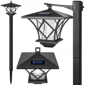   Masterled napelemes lámpa, LED kerti lámpa, kültéri, oszlop, 0.12W, 6500K, hideg fehér, alkonykapcsolóval, fekete, IP44