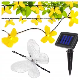   Napelemes LED girland fényfüzér 20LED 30lm 3000K Melegfényű Pillangó IP44 5.8m Masterled