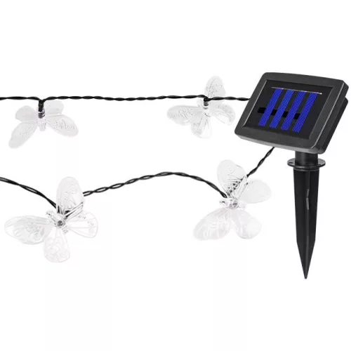 Napelemes LED girland fényfüzér 20LED 30lm 3000K Melegfényű Pillangó IP44 5.8m Masterled