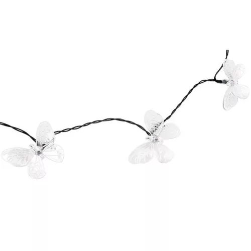 Napelemes LED girland fényfüzér 20LED 30lm 3000K Melegfényű Pillangó IP44 5.8m Masterled