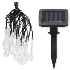   Napelemes LED girland fényfüzér 40LED 60lm 3000K Meleg, könnycsepp alakú IP44 7,85m Masterled