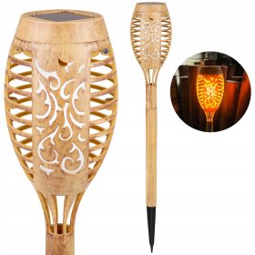   Napelemes LED kerti lámpa, bambusz zseblámpa, 0,72 W, 20 lm, 3000 K, meleg, 360°, alkonykapcsolóval, barna, IP44, Masterled