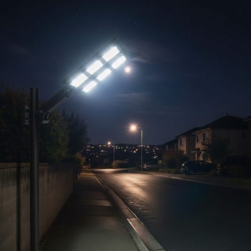 Napelemes LED utcai lámpa 12W 500lm 6500K Hideg 120° Mozgásérzékelővel Fekete IP44 Masterled