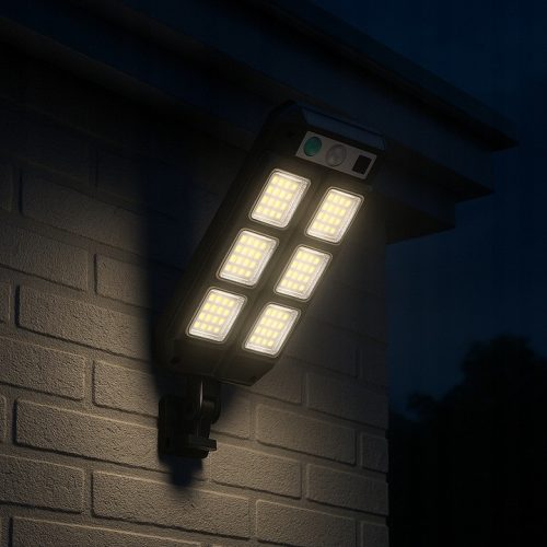 Masterled napelemes LED utcai lámpa, 3,2 W, 300 lm, 6500 K, hideg színhőmérséklet, 120°, mozgásérzékelővel, fekete, IP44