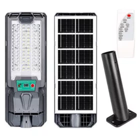   Napelemes LED utcai lámpa 50W 800lm 6000K Hideg 140° Mozgásérzékelővel Távirányítóval Szabályozható Fényerő Szürke IP65 Lix Masterled