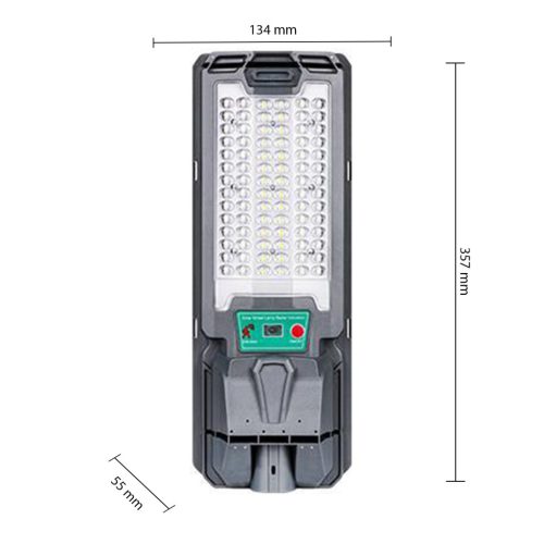 Napelemes LED utcai lámpa 50W 800lm 6000K Hideg 140° Mozgásérzékelővel Távirányítóval Szabályozható Fényerő Szürke IP65 Lix Masterled