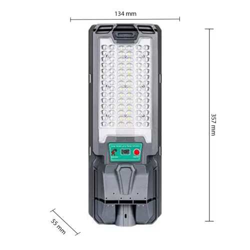 Napelemes LED utcai lámpa 50W 800lm 6000K Hideg 140° Mozgásérzékelővel Távirányítóval Szabályozható Fényerő Szürke IP65 Lix Masterled