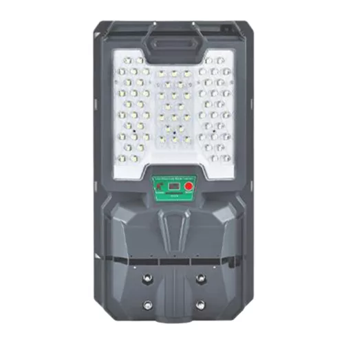 Napelemes LED utcai lámpa 100W 1500lm 6000K Hideg 140° Mozgásérzékelővel Távirányítóval Szabályozható Fényerő Szürke IP65 Lix Masterled