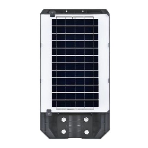 Napelemes LED utcai lámpa 100W 1500lm 6000K Hideg 140° Mozgásérzékelővel Távirányítóval Szabályozható Fényerő Szürke IP65 Lix Masterled