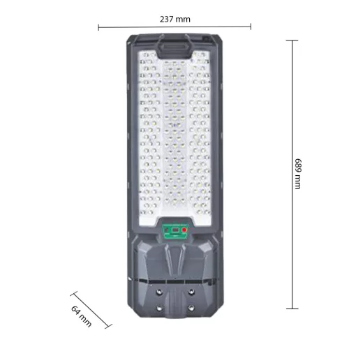 Napelemes LED utcai lámpa 300W 3900lm 6000K Hideg 140° Mozgásérzékelővel Távirányítóval Szabályozható Fényerő Szürke IP65 Lix Masterled