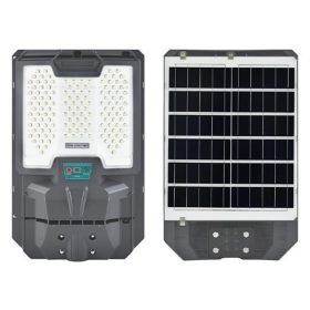   Napelemes LED utcai lámpa, 400 W, 5600 lm, 6000 K, hideg fényerő, 140°, mozgásérzékelővel, távirányítóval, szabályozható fényerővel, szürke, IP65, Lix Masterled