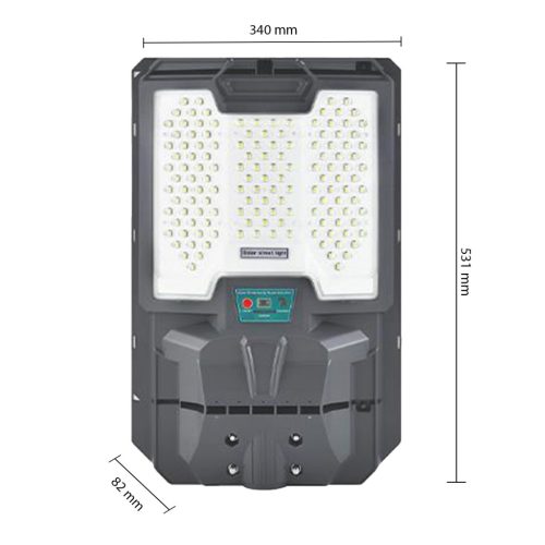 Napelemes LED utcai lámpa, 400 W, 5600 lm, 6000 K, hideg fényerő, 140°, mozgásérzékelővel, távirányítóval, szabályozható fényerővel, szürke, IP65, Lix Masterled