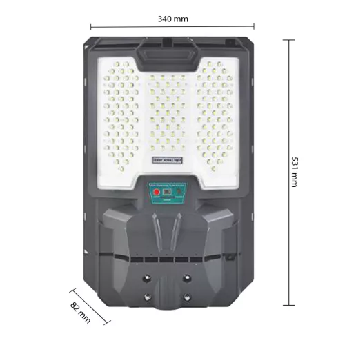 Napelemes LED utcai lámpa, 400 W, 5600 lm, 6000 K, hideg fényerő, 140°, mozgásérzékelővel, távirányítóval, szabályozható fényerővel, szürke, IP65, Lix Masterled