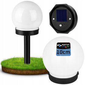   LED napelemes kerti gömblámpa, 0.06W, 10lm, 5500-6000K CCT, 360°, alkonykapcsolóval, fekete-fehér, IP44, Masterled