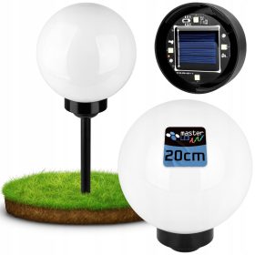   Masterled napelemes LED kerti gömblámpa, 0,24 W, 20 lm, 6500 K, hideg fény, 360°, alkonykapcsolóval, fekete-fehér, IP44