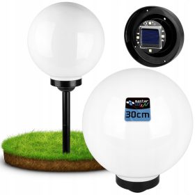   Masterled napelemes LED kerti gömblámpa, 0,24 W, 20 lm, 6500 K, 360°, alkonykapcsolóval, fekete-fehér, IP44