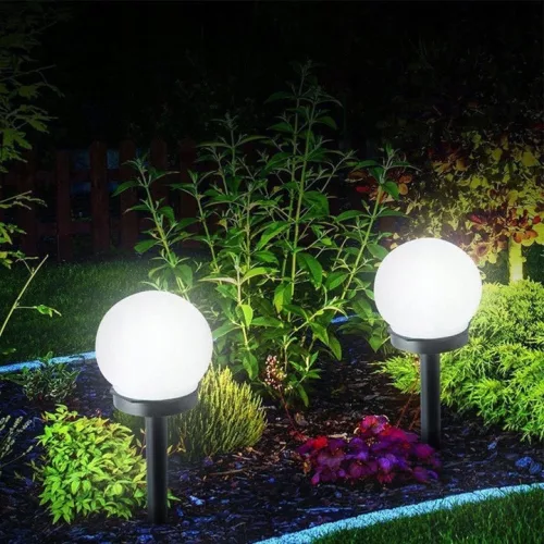Masterled napelemes LED kerti gömblámpa, 0,24 W, 20 lm, 6500 K, 360°, alkonykapcsolóval, fekete-fehér, IP44