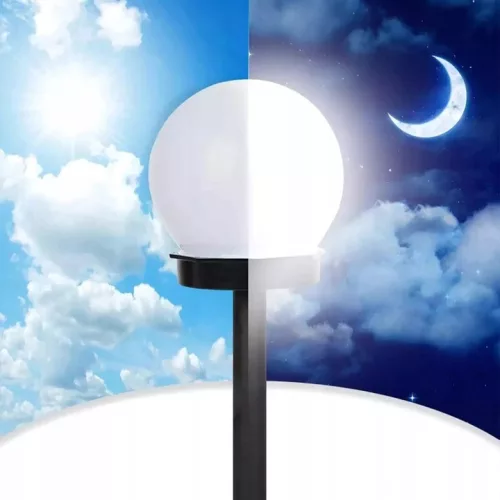 Masterled napelemes LED kerti gömblámpa, 0,24 W, 20 lm, 6500 K, 360°, alkonykapcsolóval, fekete-fehér, IP44