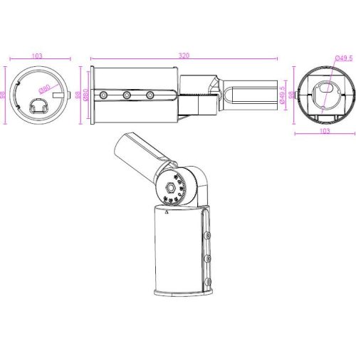 Adapter világítóoszlophoz 80mm-50mm fekete Masterled