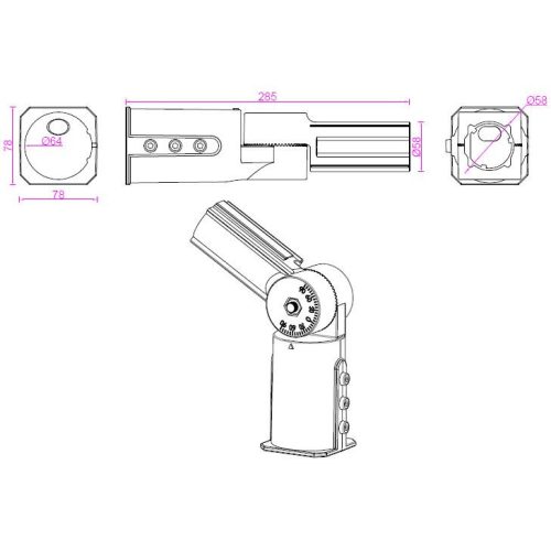 Masterled Világítási Oszlop Adapter 60mm-60mm Fekete