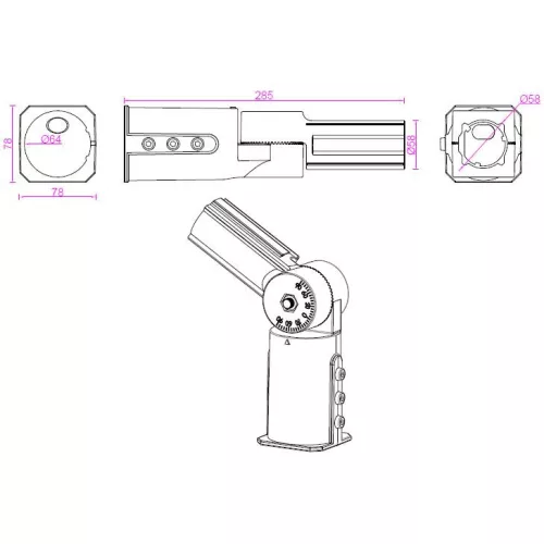 Masterled Világítási Oszlop Adapter 60mm-60mm Fekete