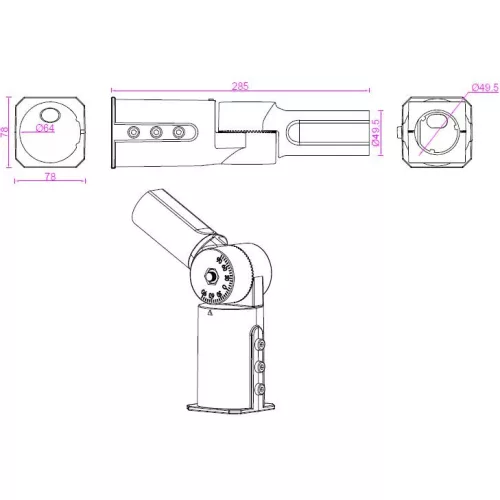 Masterled világítóoszlop adapter 60mm-50mm fekete